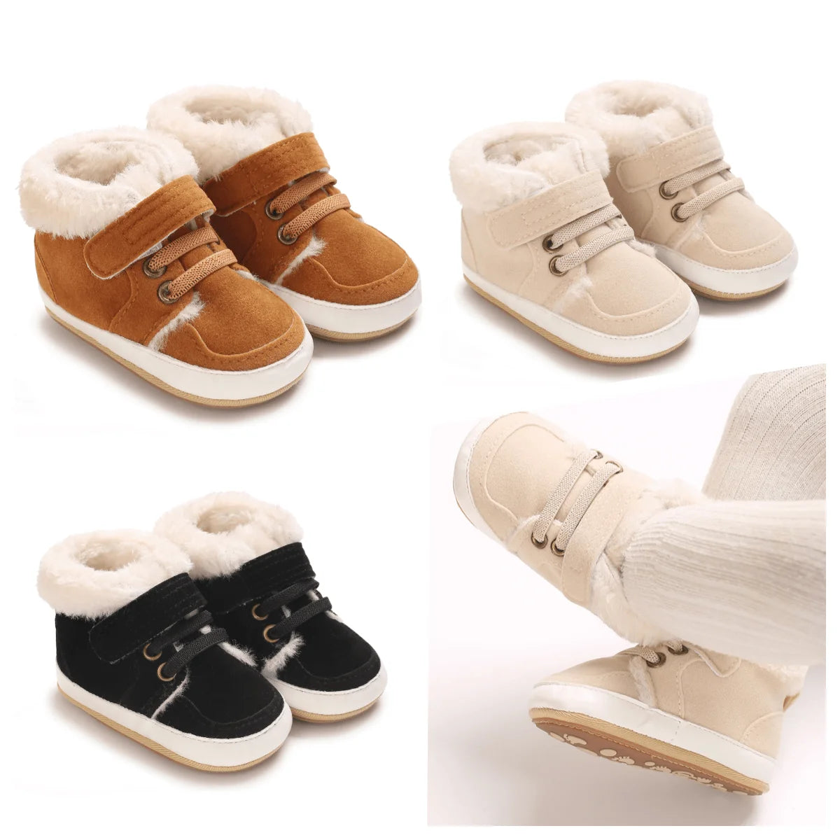 Baby Winter Boots - Soft Cotton Snow Shoes for Toddlers | Warm First Walkers 0-24M | Solid Color Design"