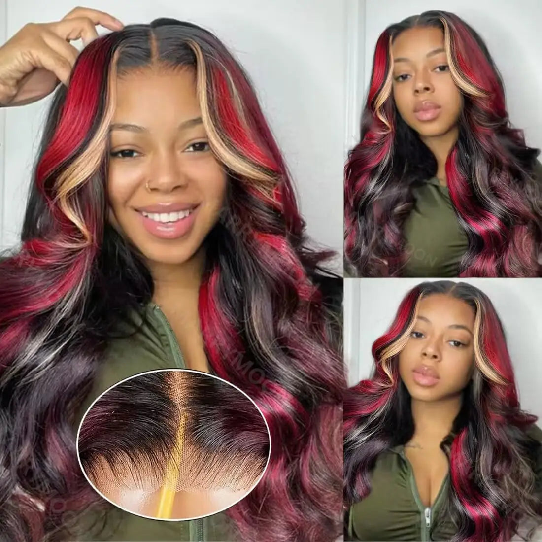 200 Density 1B/27/Red Wig 30 Inch Highlight 5x5 Glueless 99J Burgundy Body Wave Colored Transparent Lace Closure Wigs Human Hair