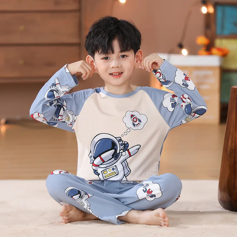 Spiderman Pyjama Marvel Children's Pajamas Set Boys Spring and Autumn Long-sleeved Cartoon Baby Pajama Girls Sleepwear