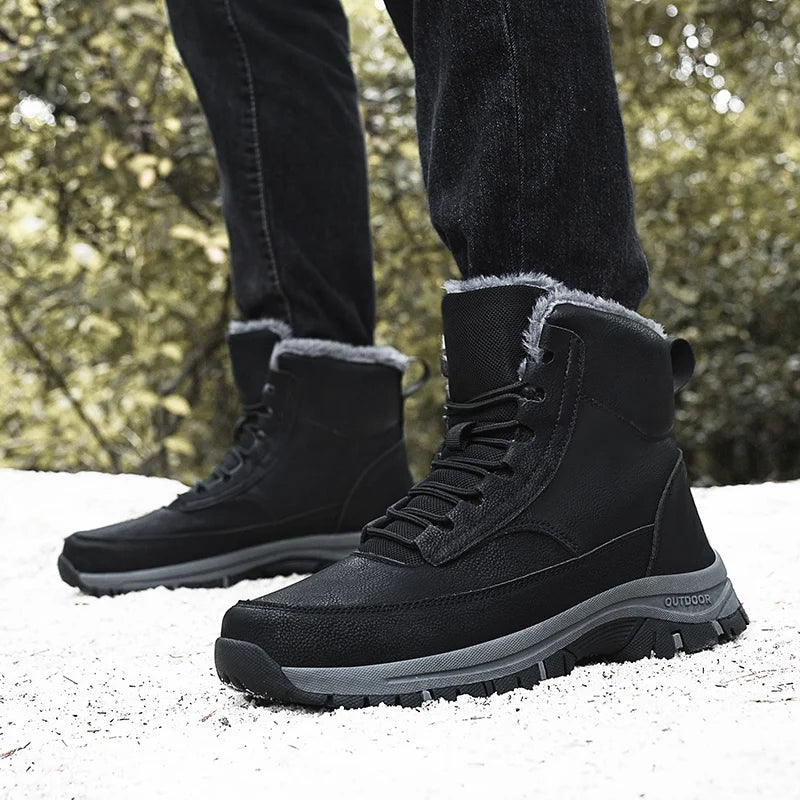 Winter Men Snow Boots For Men keep Winter Warm Fur Plus Retro hiking Boots Leisure Comfort Vintage Style mountain Boots Men shoe