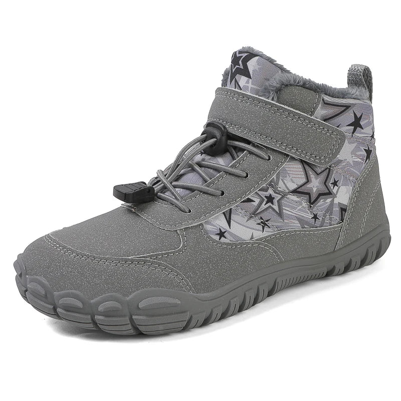 2025 Kids Barefoot Snow Boots Wide Toe Winter Insulated Waterproof Fur Lined Shoes for Boys Girls Cold Weather Outdoor Sneakers