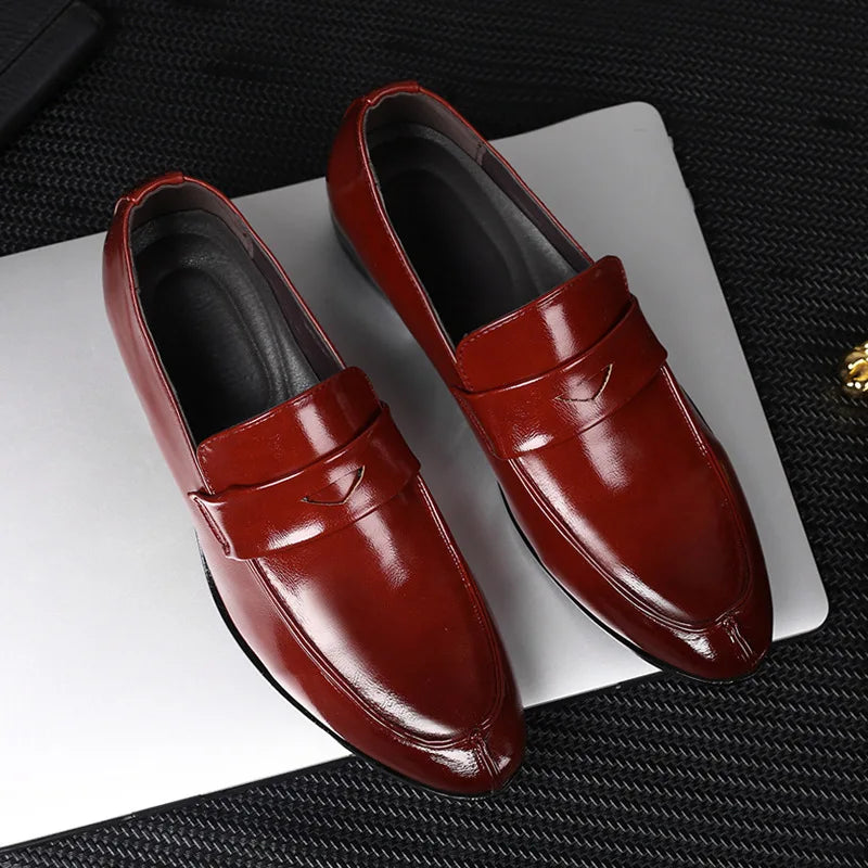 Men's Shoes Loafers Dress Man British Casual Single Leather Small Square Toe Mens Genuine Shoe Formal Black Elegant Good Quality