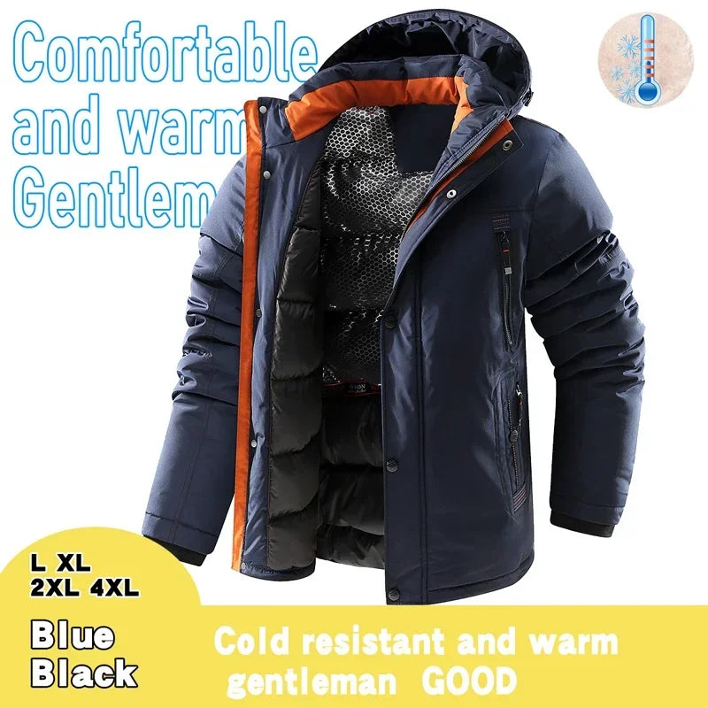 Clothing Winter Men Long Snow Hooded Man Mountain Ski Thermal Coats Men -30 Degree Parkas Thicken Windbreaker Down Padded Jacket