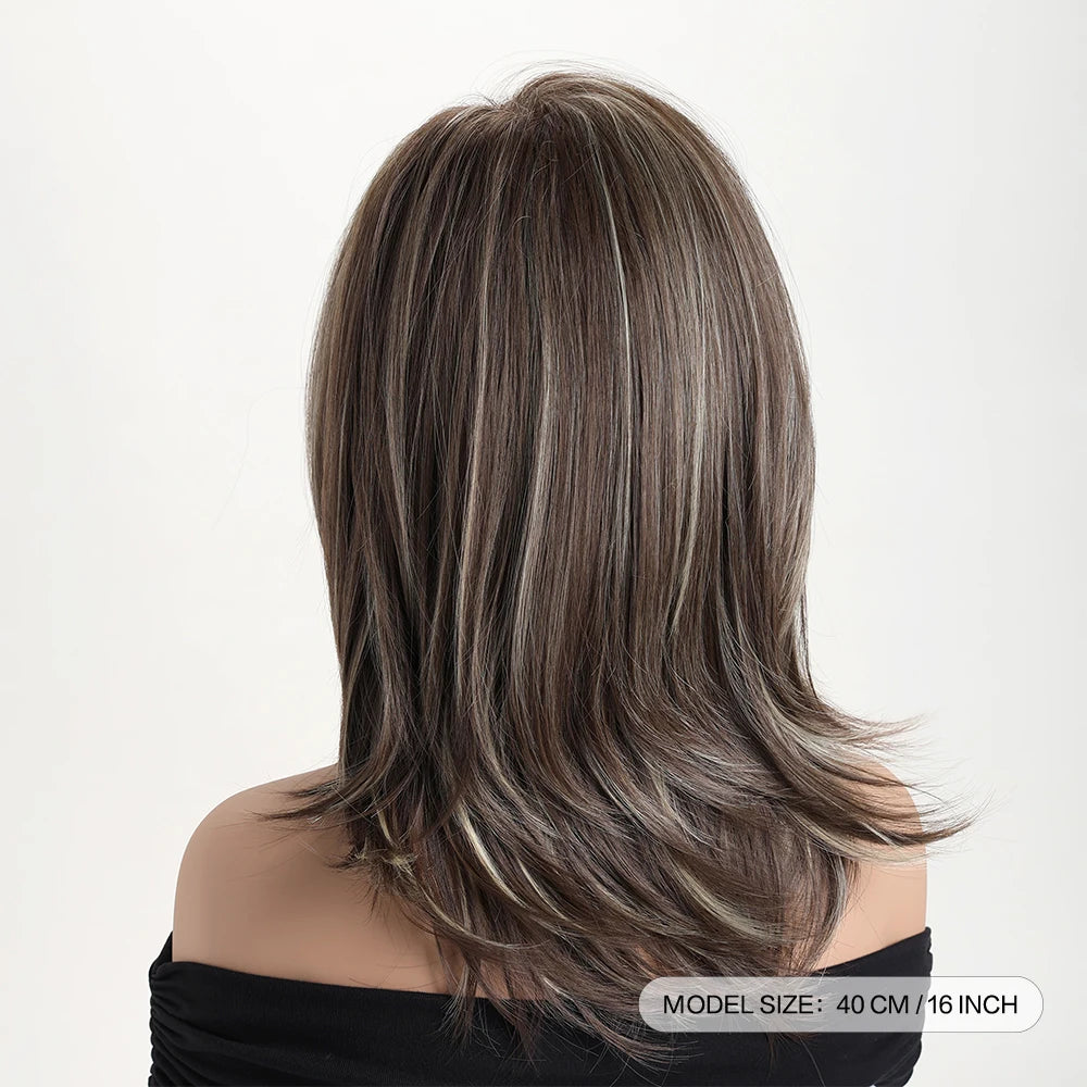 10 Inch Synthetic Brown Mixed With Light Gold Wigs Suitable For daily Use During Christmas And Halloween Wedding Music Festival
