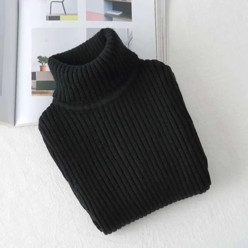 Autumn Winter Turtleneck Knitted Pullover Sweaters for Kids Girls Boys Bottom Knitwear 1-10Yrs Children's Clothes