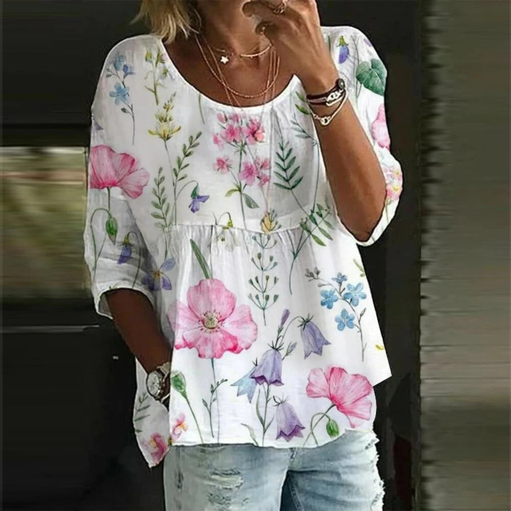 Plus Size Temperament Loose Woman Shirt Fashion Casual Blouse Elegant Long Sleeve Woman Shirt Holiday Weekend Top
