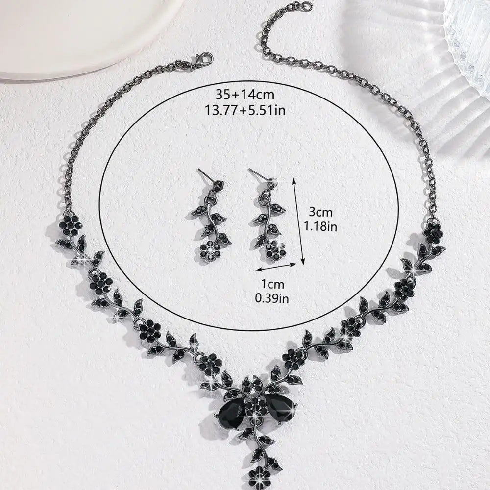 Bridal Flower Crystal Jewelry Set Shining Exquisite Earrings Luxury Rhinestone Necklace Banquet