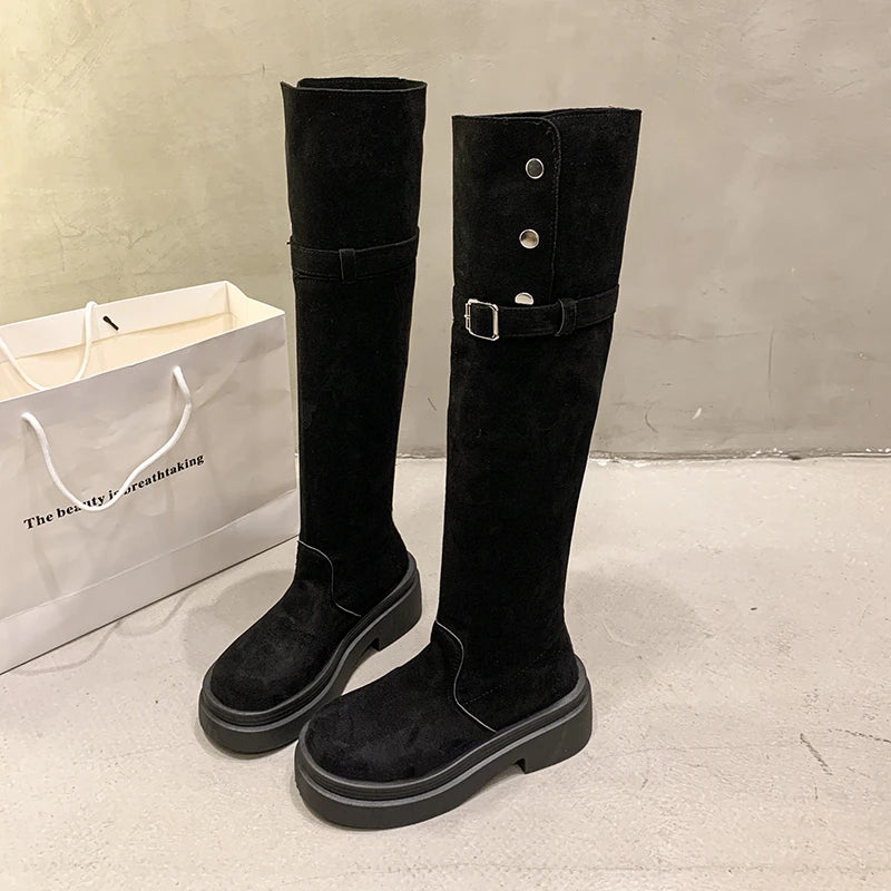 Winter Modern Platform Women's Over The Knee Boots Fashion Thick Heels Long Bootties Woman Largas Booties thigh high boots