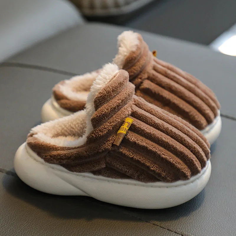 Children's Winter Plush Warm Slippers Kids Shoes Girls Boys Shoes Home Non-slip Snow Boots Student Cotton Shoes 1-10 Years