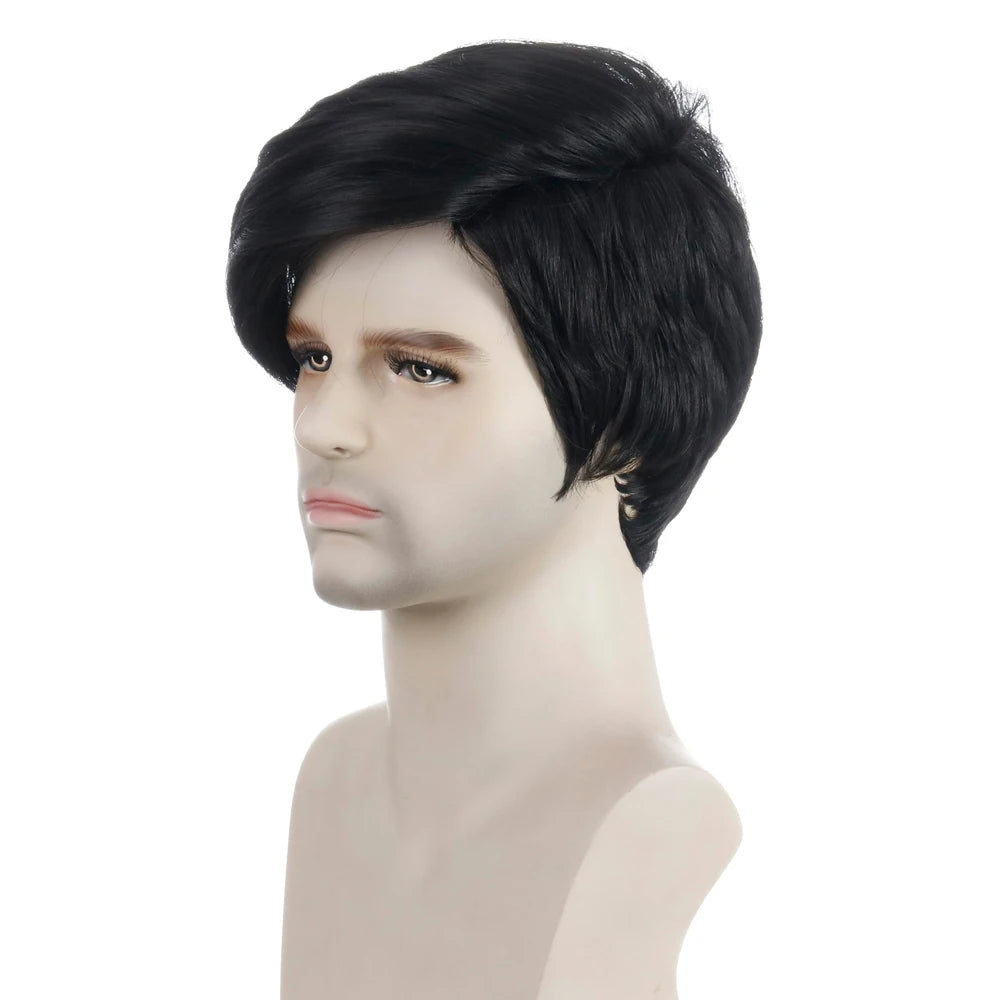 Short Natural Curly Hair For Male Young Men Heat Resistant Fiber Synthetic Wigs