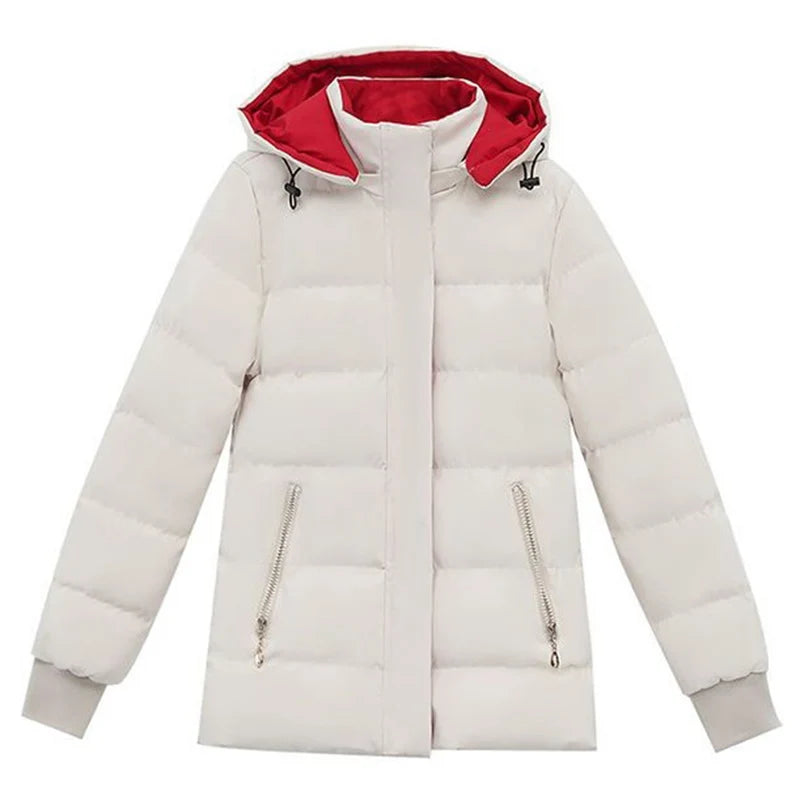 Women Winter Jacket 2025 New Velvet Cotton Padded Jacket Female Detachable Hooded Parkas Warm Cotton Coat Short Jacket Outerwear
