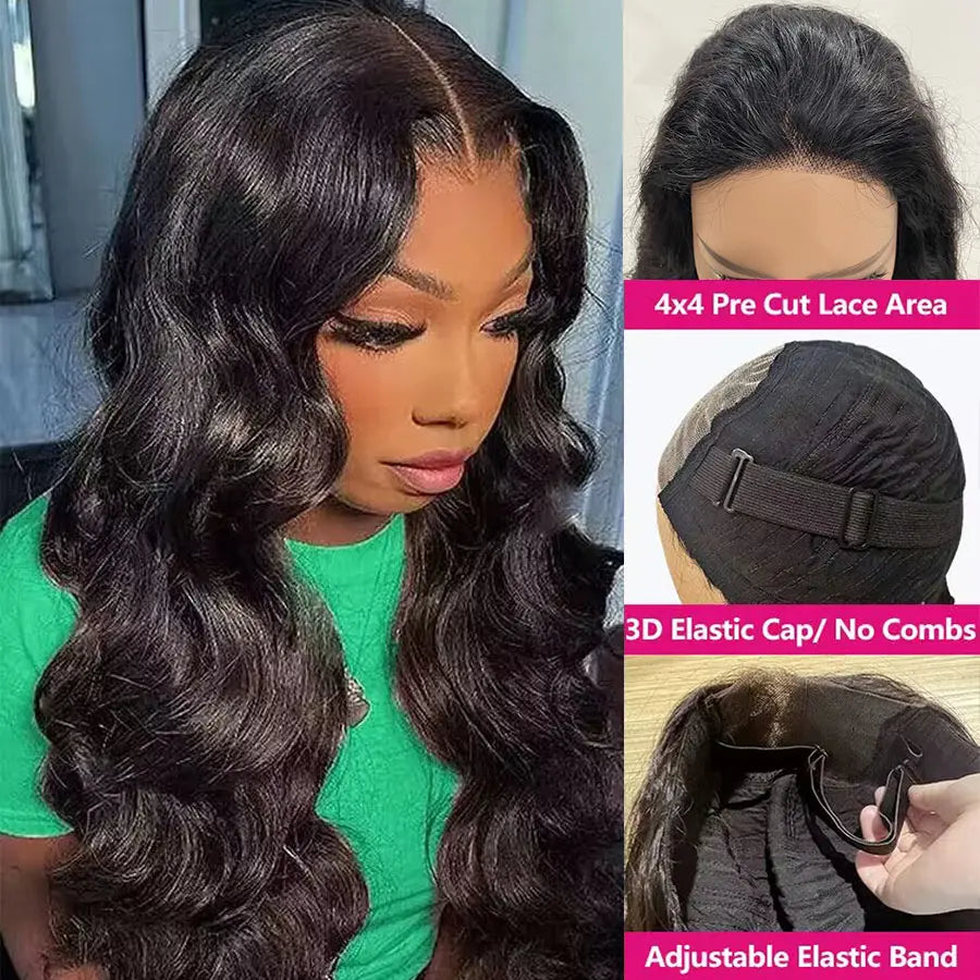 No Glue Ready To Wear Wigs Human Hair Body Wave 6X4 Pre Cut Lace Closure Wigs For Women Glueless Human Hair Wig
