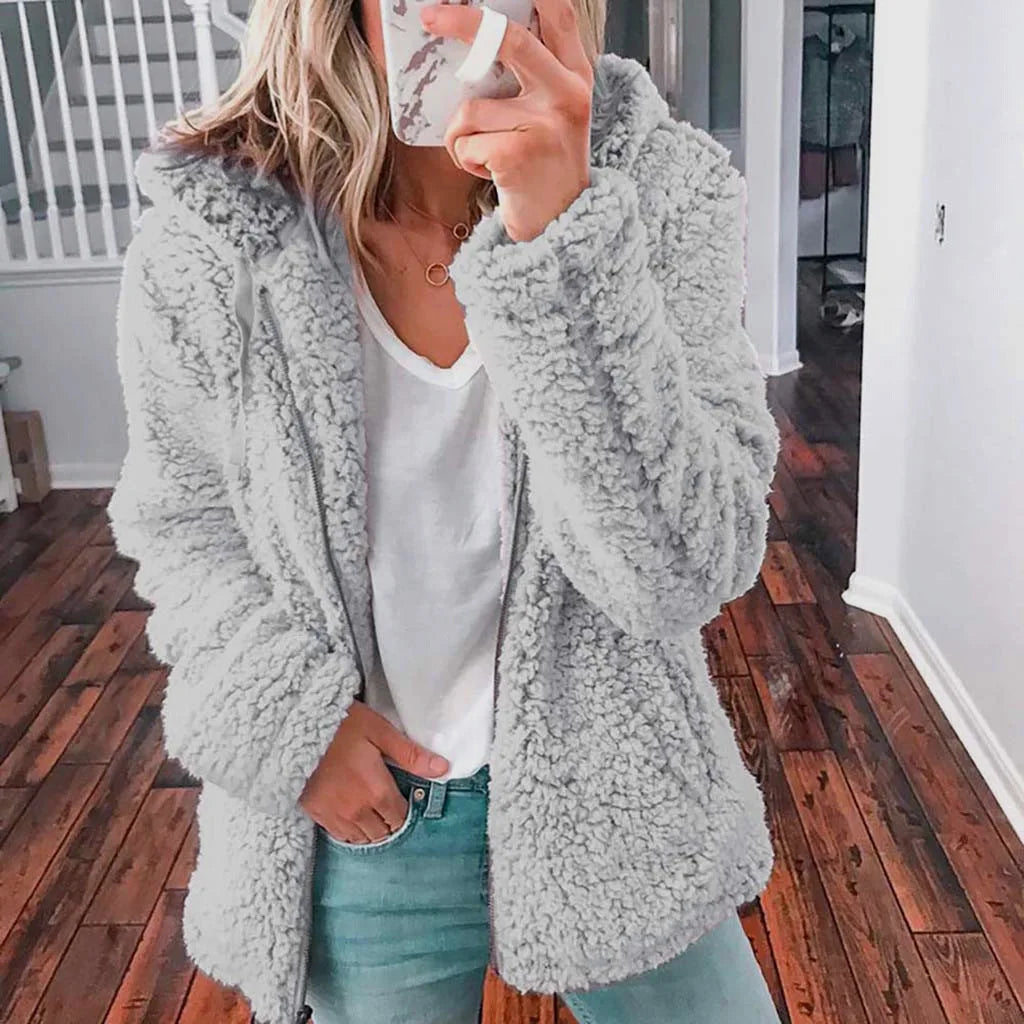 2025 Winter Clothes Women Elegant Bear Teddy Faux Fur Coat Thick Warm Soft Fleece Jacket Female Pocket Zipper Coat Veste Femme
