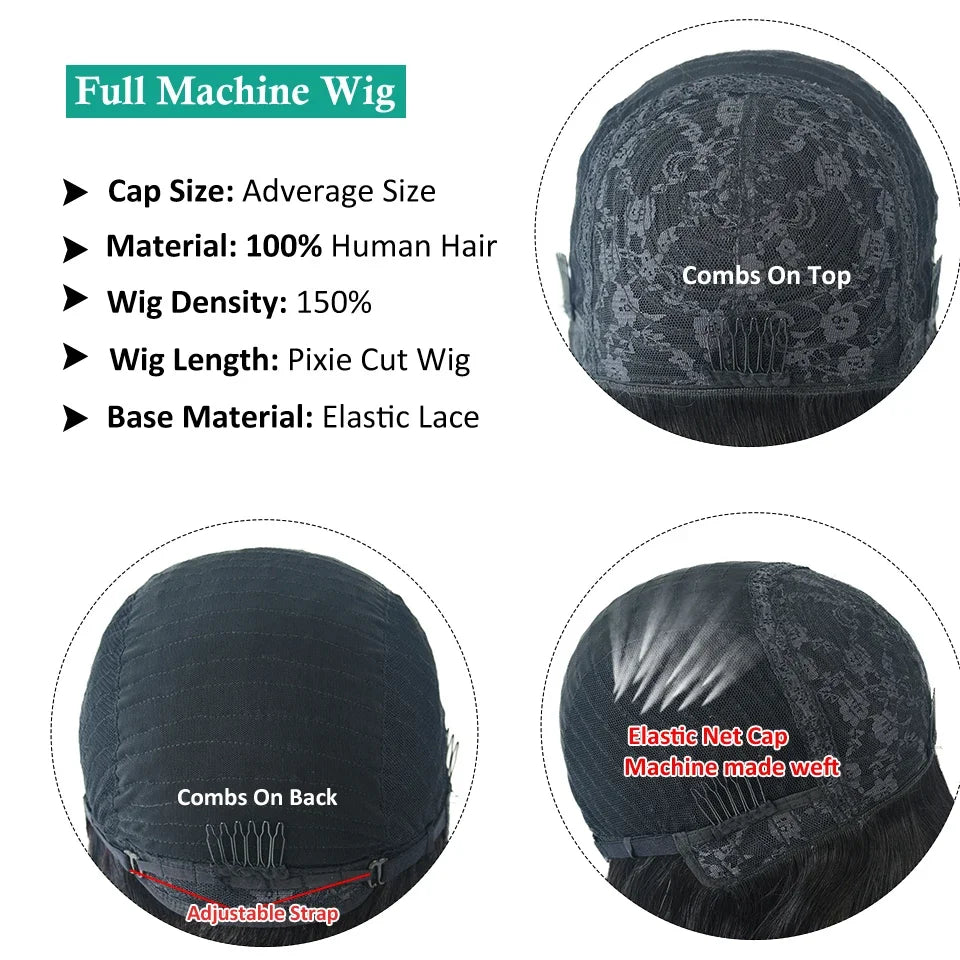 Short Bob Wig Pixie Cut Straight Human Hair Wigs For Women Natural Color Human Hair Accessories Glueless Wig Ready To Wear Sale