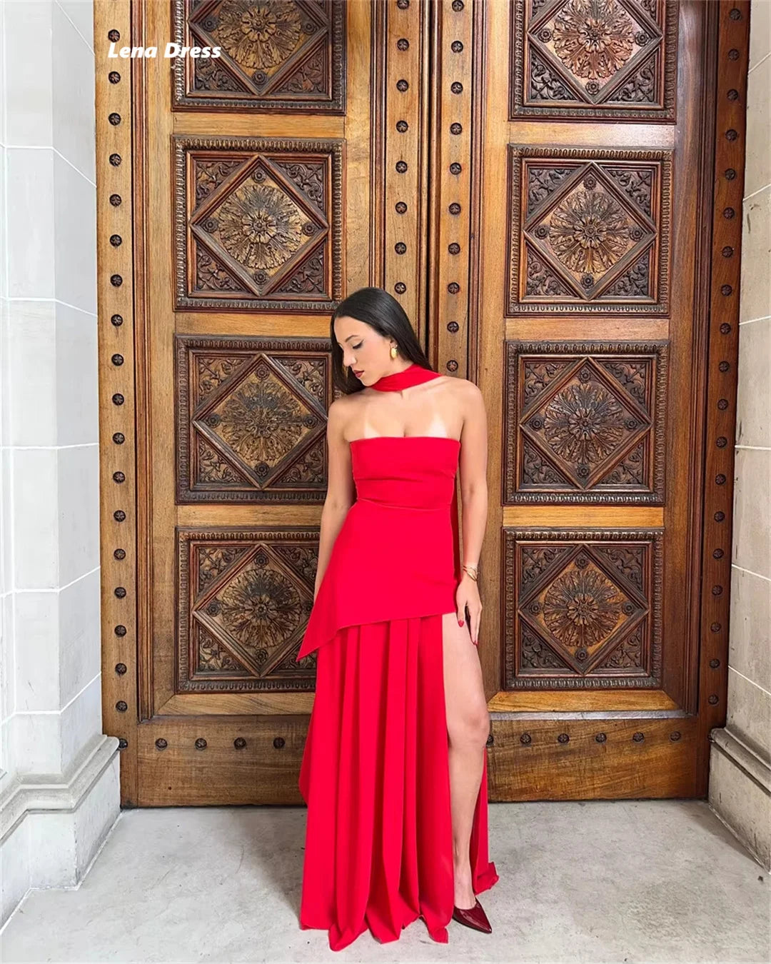 Lena Dresses for Special Events Red Elegant Prom Dresses Luxury Women Evening Dress Custom Made Off-shoulder Robes De Cocktail