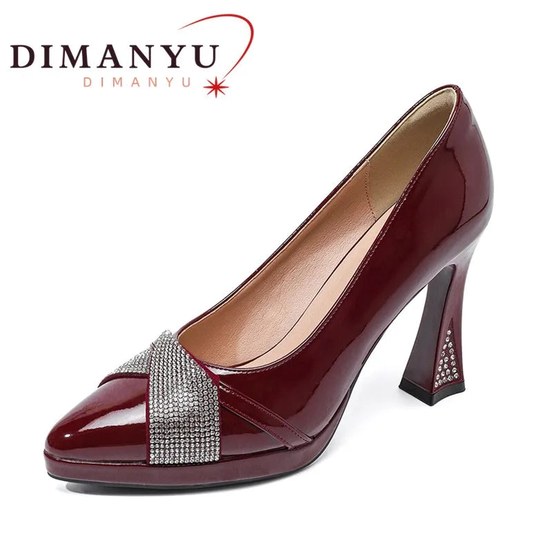 Women's Banquet Shoes High Heels 2025 Autumn Pointed Toe Pump Platform Rhinestone Dress Shoes Fashion Temperament Women's Shoes