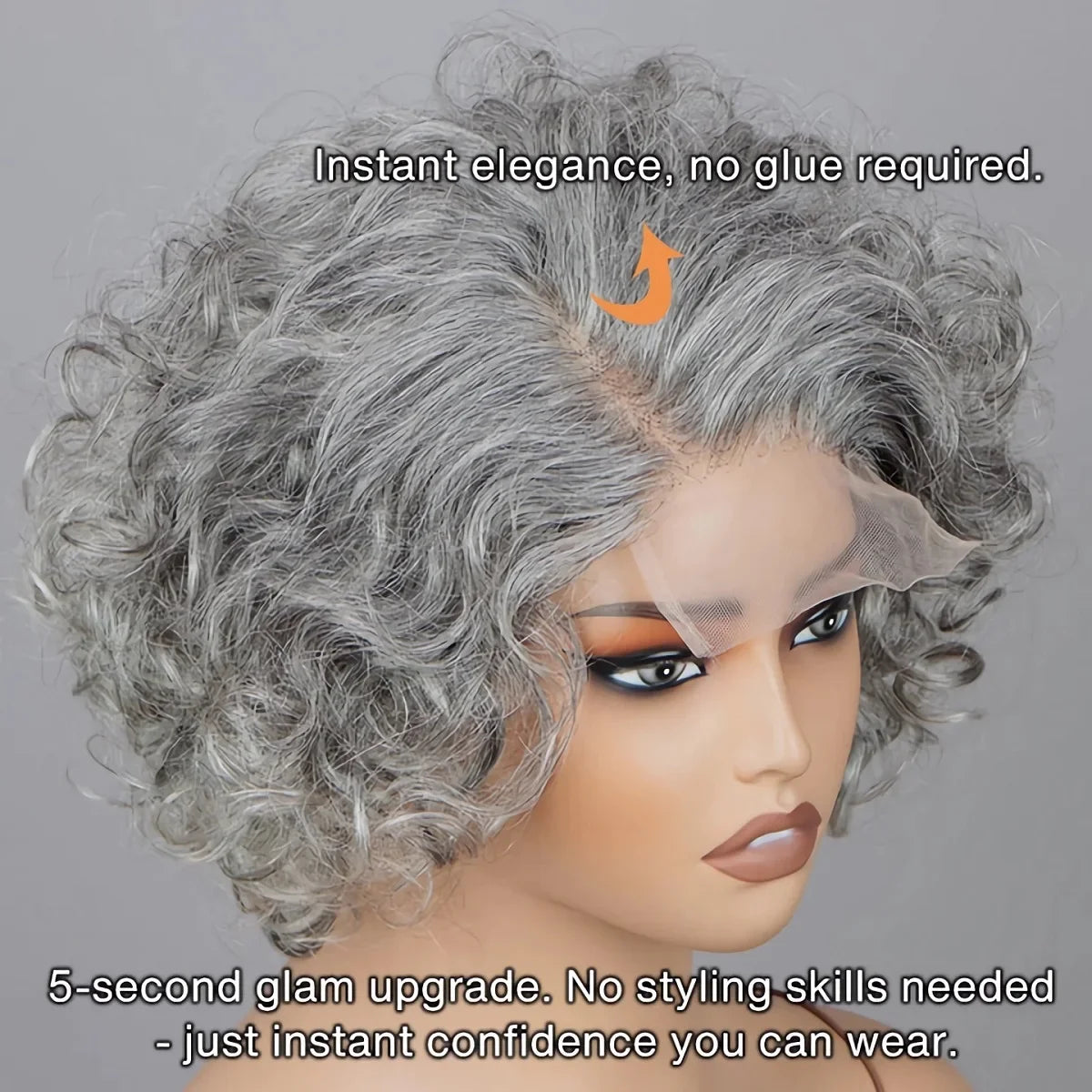 LULUCHIC Seniors Salt & Pepper Wig Loose Curly Short Bob Silver Gray Human Hair Minimalist Glueless Wigs Brazilian Vingin Hair