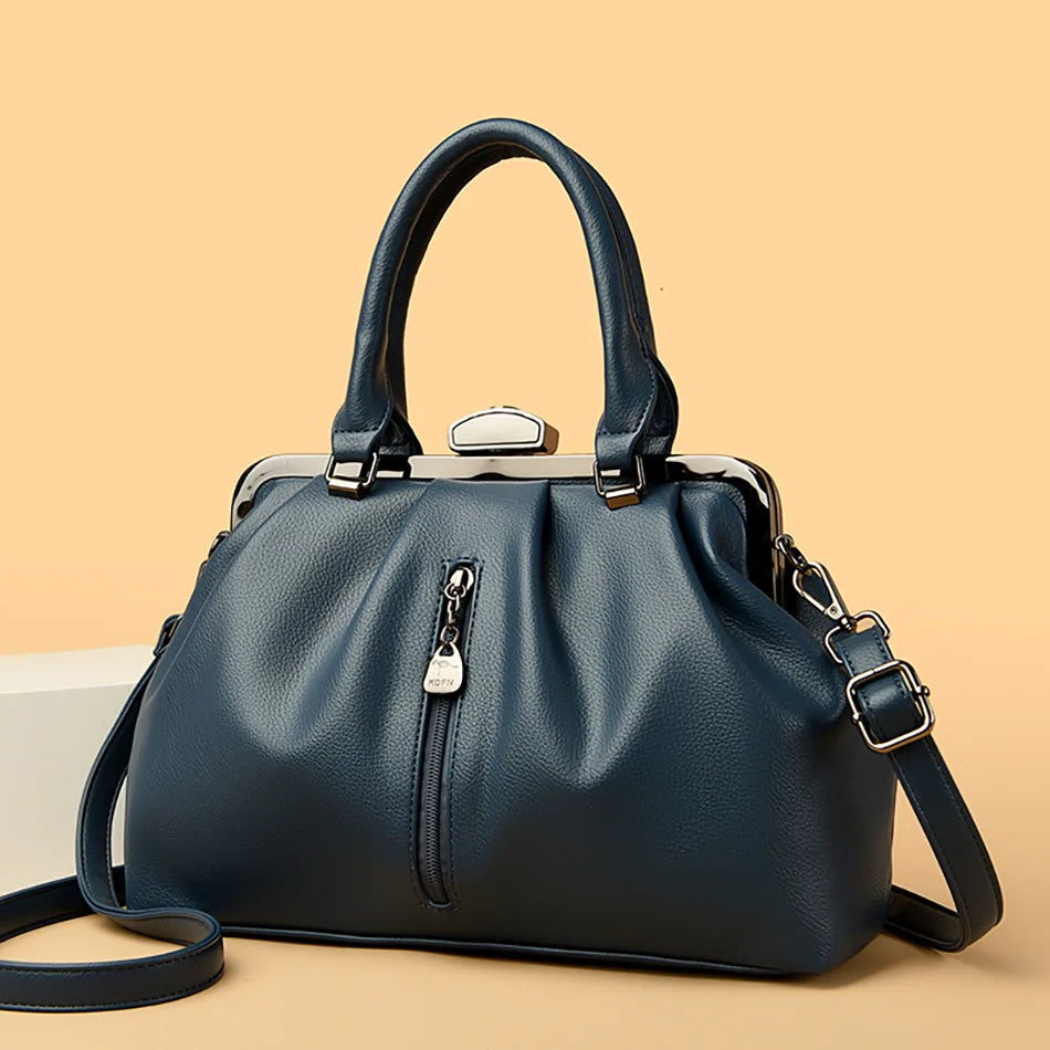 Large-capacity casual cross-body handbag 2025 new niche design new European and American fashion bag pleated simple one-shoulder
