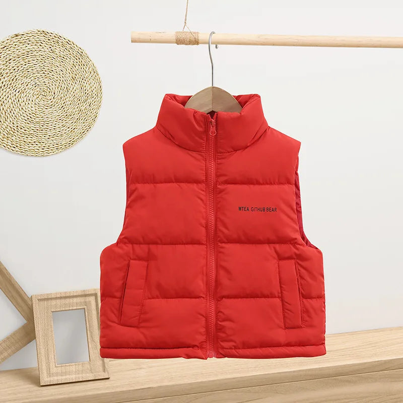 2-14 Years Winter Keep Warm Girls Vest Solid Color Thick Wastcoat For Kids Casual Children Birthday Present Down Coat