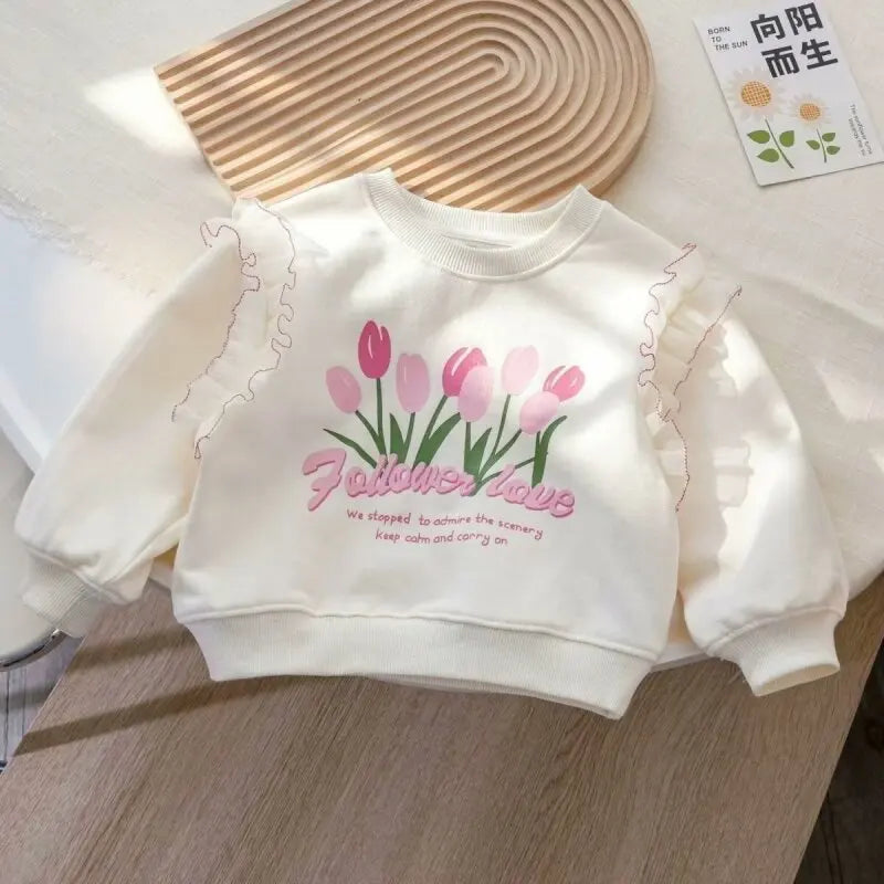 Girls Clothes Sets Spring Autumn Blouses Tops + Pants Outfits For Children Clothes Set Sweet Kids Clothing 4 6 9 T2Pcs