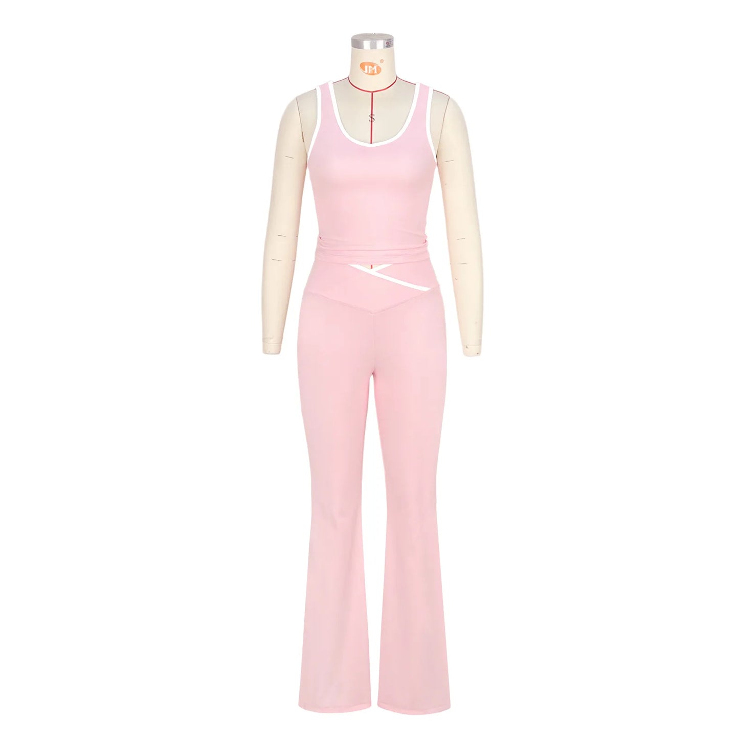 Active Wear Women 2 Piece Pants Set Sport Yoga Fitness Vest Flare Pants Outfits Summer Casual Jogging Two Piece Tracksuit