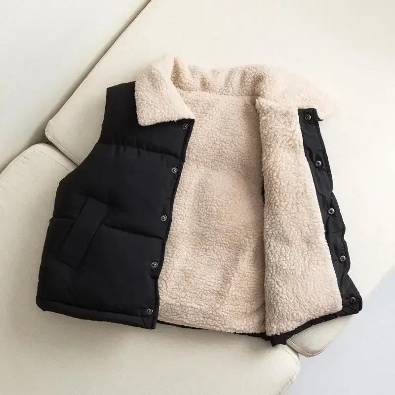 Winter Baby Kids Thick Vests Baby Girls Outerwear Plus Velvet Sleeveless Coats Boys Jackets Warm Coats Toddler Children Vest