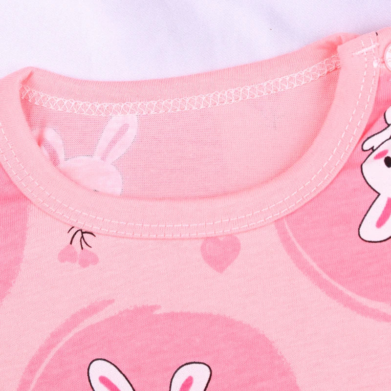 Summer Baby Girl's Short Sleeved Suit Cartoon Rabbit Cotton Children Girls Sleepwear T-shirt+shorts 2Pcs Kids Sets Pyjamas 
