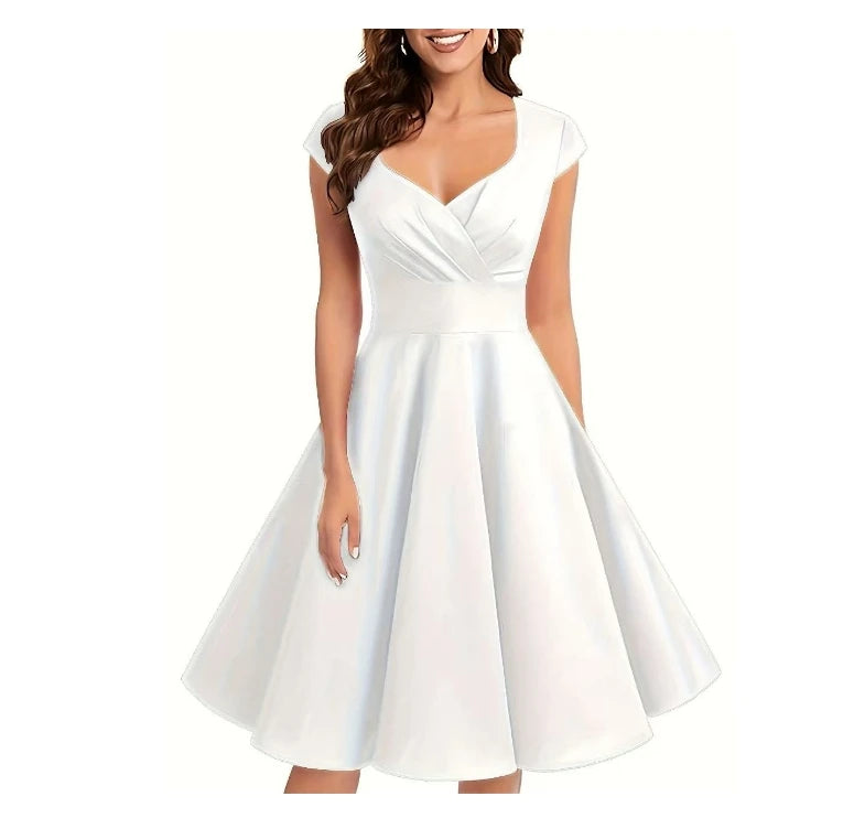 2025 Summer Fashion Dresses for Women Short 1950s Retro Vintage Cocktail Party Swing Dresses Party Red Dress