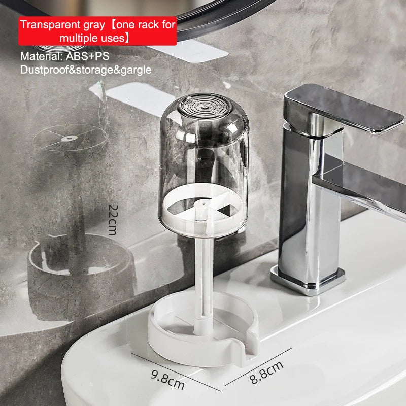 Household Bathroom 3-in-1 Toothbrush Holder Toothpaste Mouthwash Cup Organizer Dry And Dustproof Cleaning Tool Storage Rack