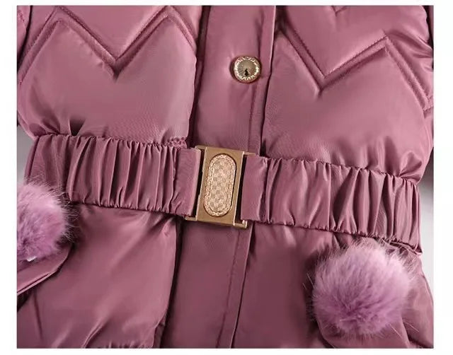 Winter Girls Princess Coat Thicken Kids Jacket Hooded Zipper Fur Collar Outerwear Keep Warm Children's Clothing 4 5 6 8 10 Years