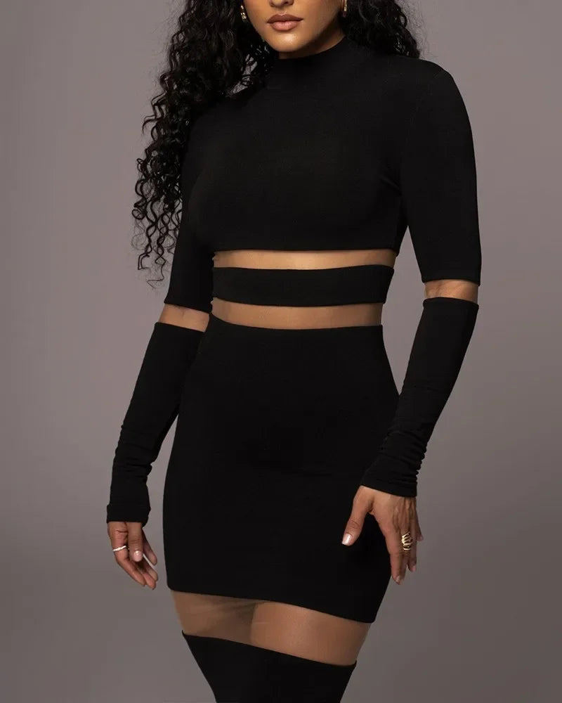 Evening Party Club Bodycon Maxi Dress for Women Spring Autumn Sexy Off Shoulder Lace Patch Long Sleeve Midi Dress