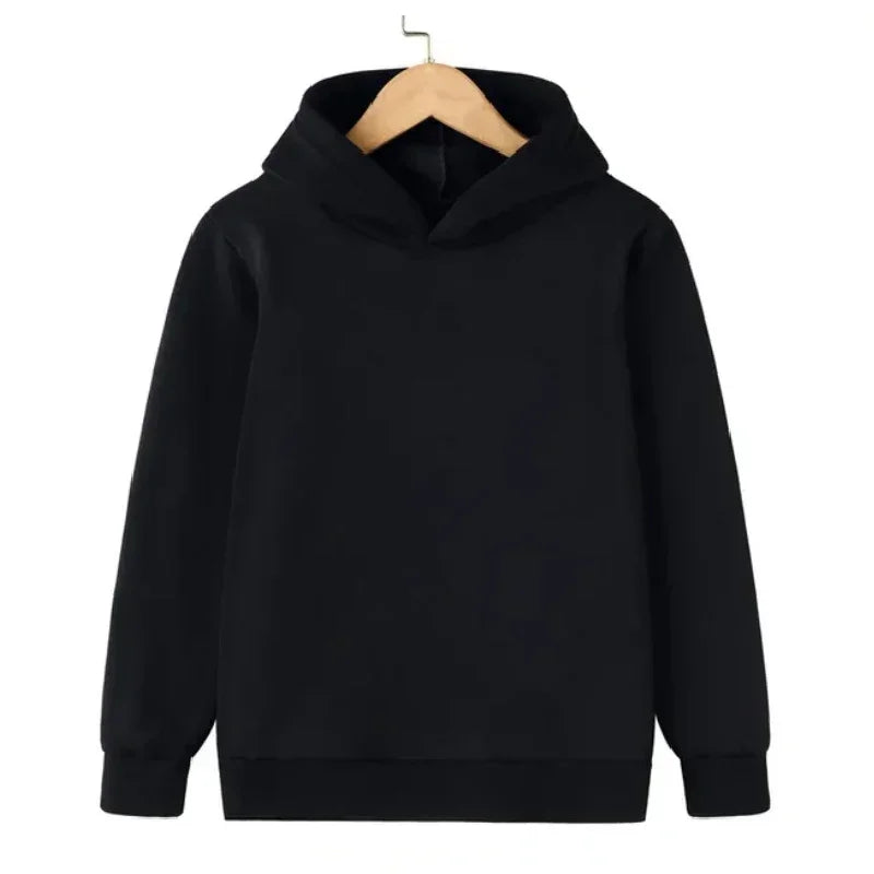 Child Sweatshirt Black Kids Clothes Autumn and Winter Children's Pullover Sweater with Fleece Hoodie Casual Children's Hoodie