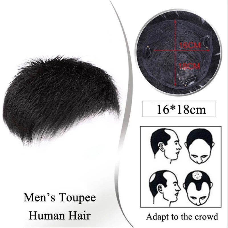 Short wigs for men's male black wig synthetic natural hair for young man balding sparse hair crew cut hair style PAGEUP