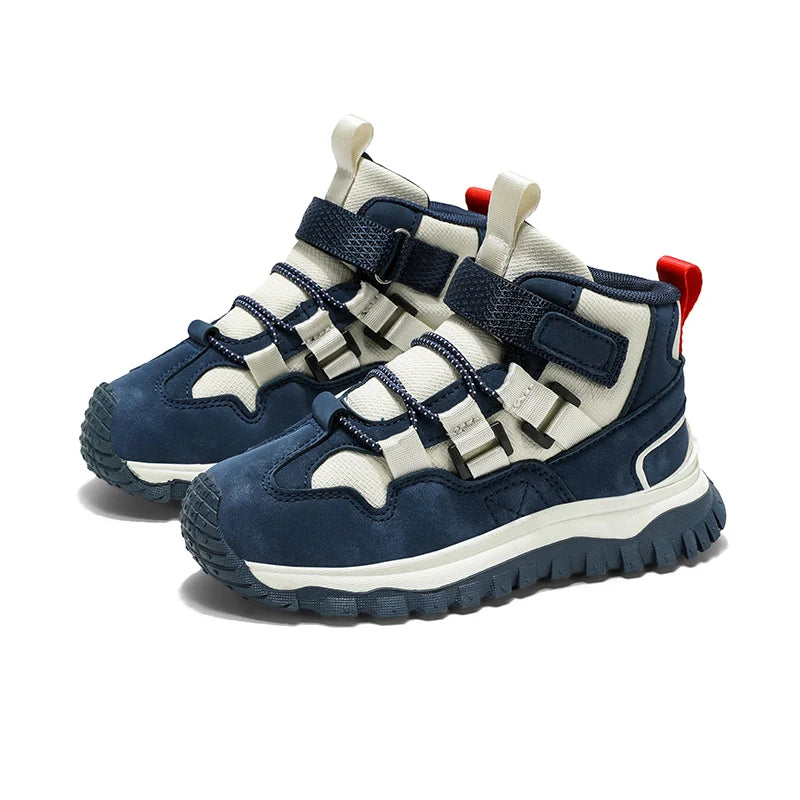 Winter Children Shoes Black Boy Boots Warm Luxury Kids Outdoor Shoes Sports Sneaker PU Leather Non-slip Boys Ankle Boots