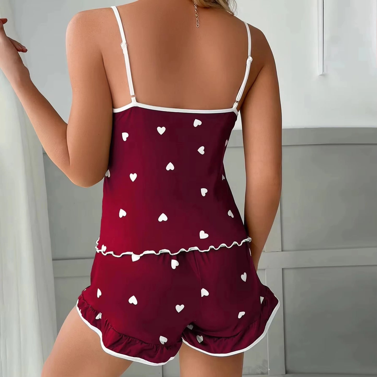Summer Sleepwear Women Sleepwear Sleeveless Shorts Set 2 PieceS Lace Sleepwear Vest Sleeping Home Clothes New Valentine's Gift
