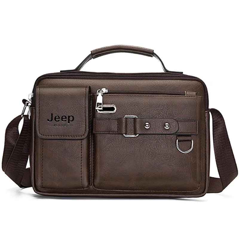 JEEP BULUO Multi-function Business Handbags Men New Man's Shoulder Bags Large Capacity Leather Messenger Bag Crossbody Big Brand