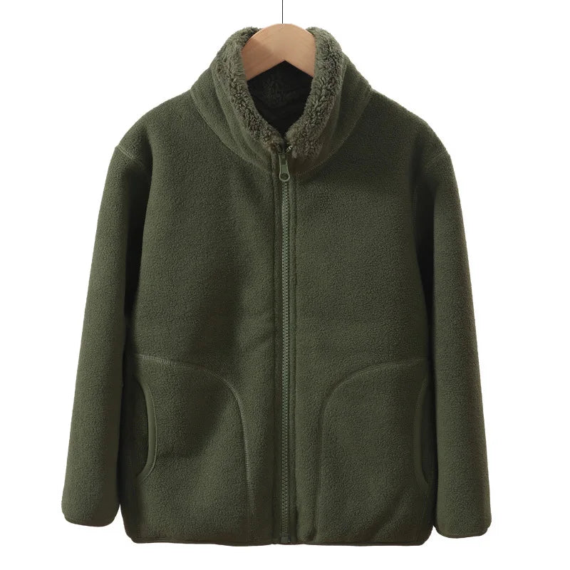 School Children's Winter Jacket Fleece Thick Warm Teenage Boys Girls Outerwear Windproof Casual Cozy Coats 18 19 20 Years Tops