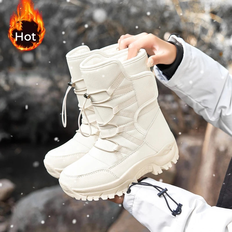 2025 Women Winter Snow Boots Warm Boots Lengthening With Wide Toe and Adding Velvet Inside Keep Warm Soft Soled Shoes Non-slip