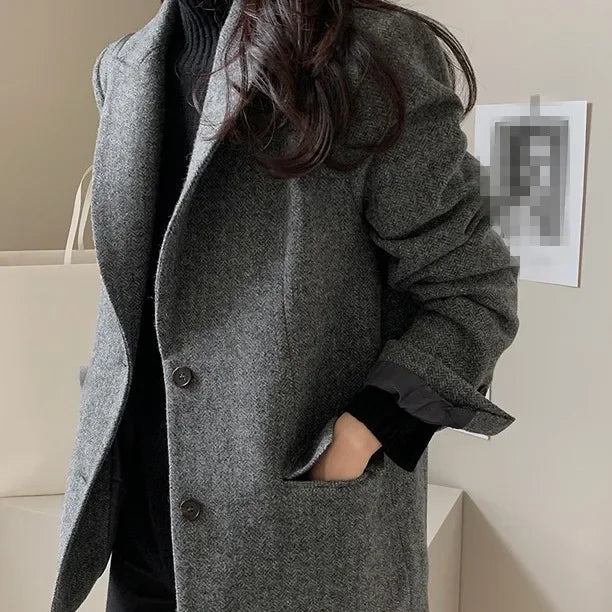 Women Blazers Coats Notched Full Sleeve Slim Fit Elegant Splice Suits Single Breasted Coat Autumn Winter 2024 Blazer Outerwear