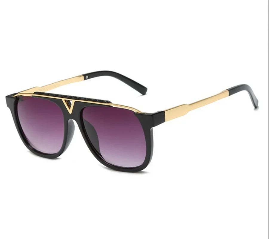 Popular Fashion Men Sunglasses Square Metal Combination Frame Anti-UV400 Lens