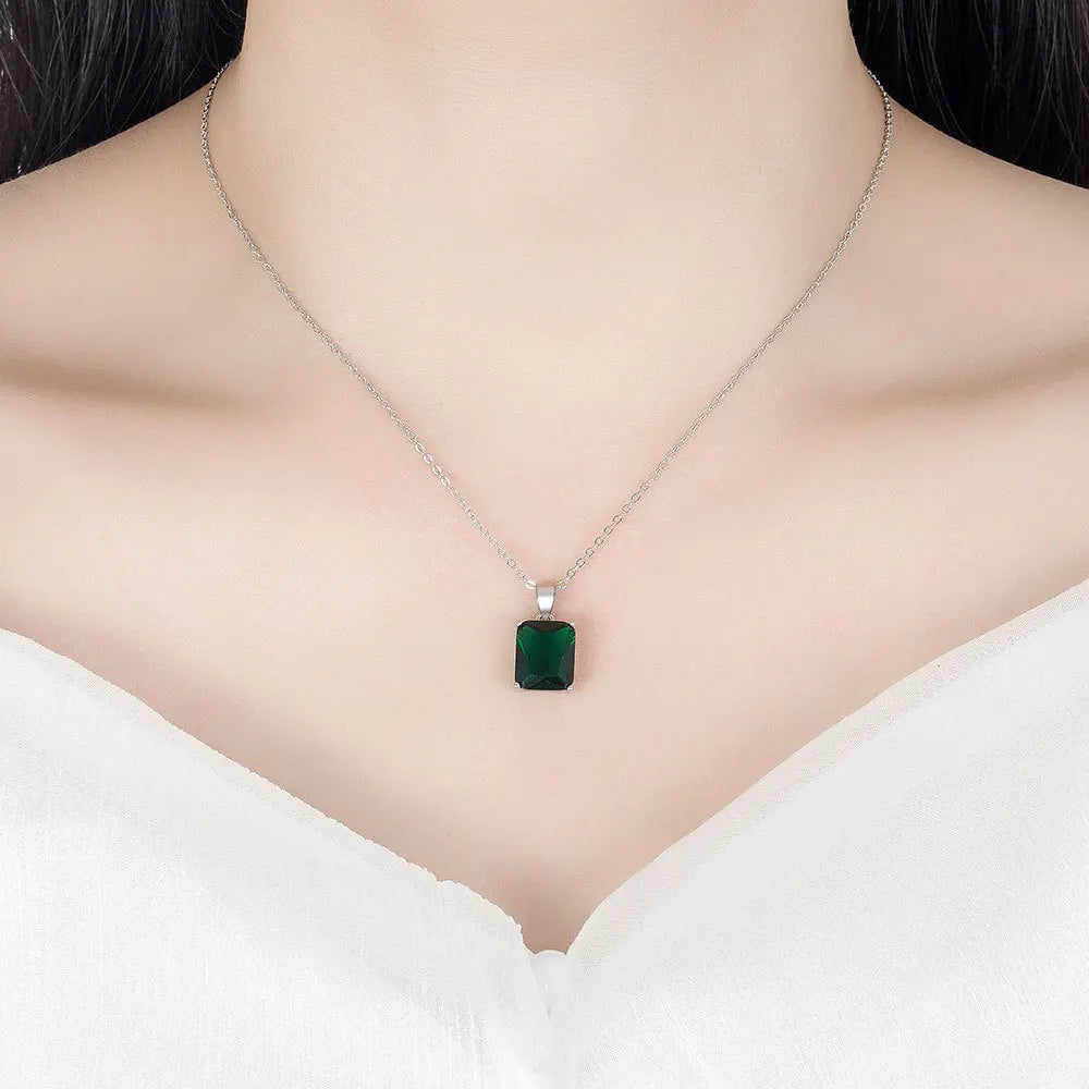 925 Sterling Silver Elegant Jewelry Sets Ring Earrings Necklace For Women Rectangle Geometry Zircon Wedding Accessories