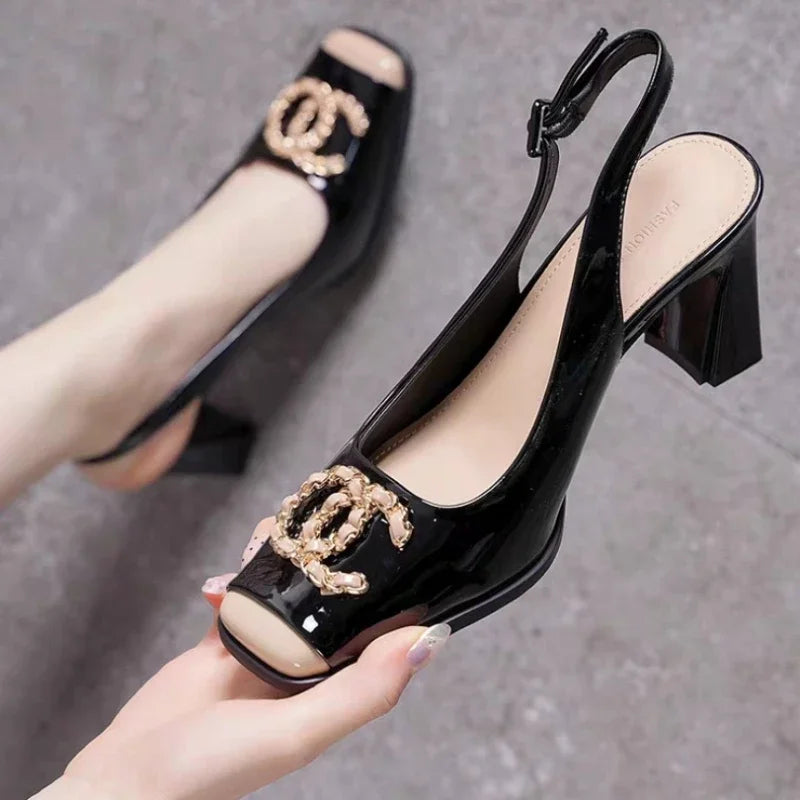 Women's Sandals 2025 New Simple Buckle Designer Casual Comfortable High Heels Outdoor Daily Versatile Ladies Shoes