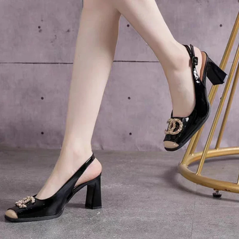 Women's Sandals 2025 New Simple Buckle Designer Casual Comfortable High Heels Outdoor Daily Versatile Ladies Shoes