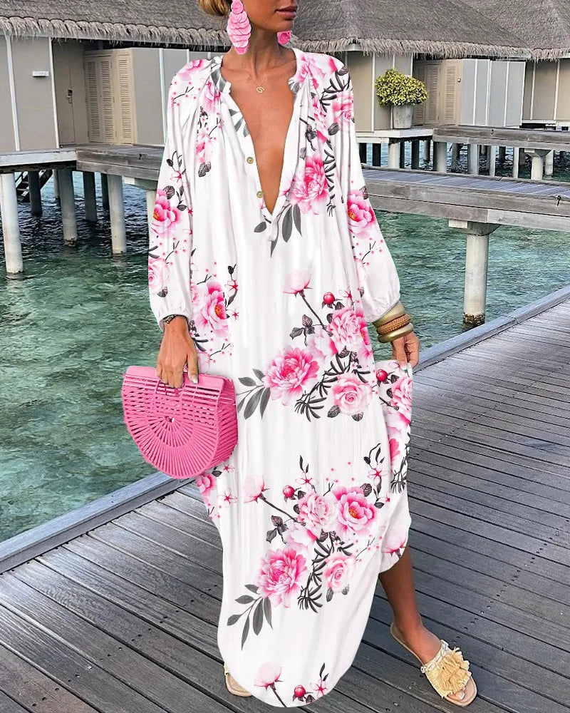 Summer Long Elegant Robe Dress 2023 Fashion Party Long Sleeve Dresses Women's Casual Sundress Vintage Dresses For Women Clothing