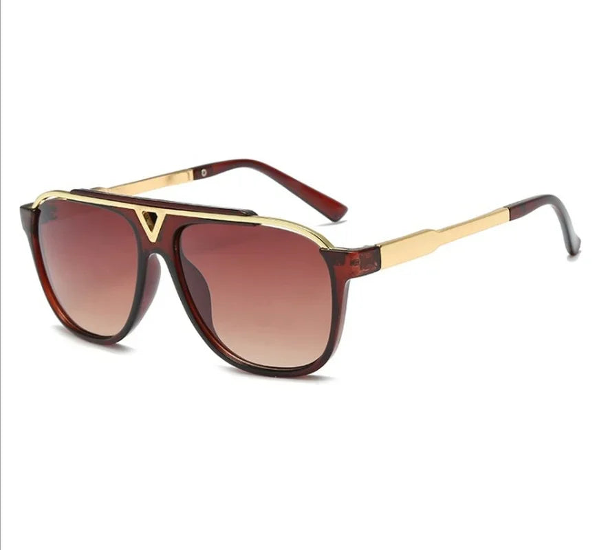 Popular Fashion Men Sunglasses Square Metal Combination Frame Anti-UV400 Lens