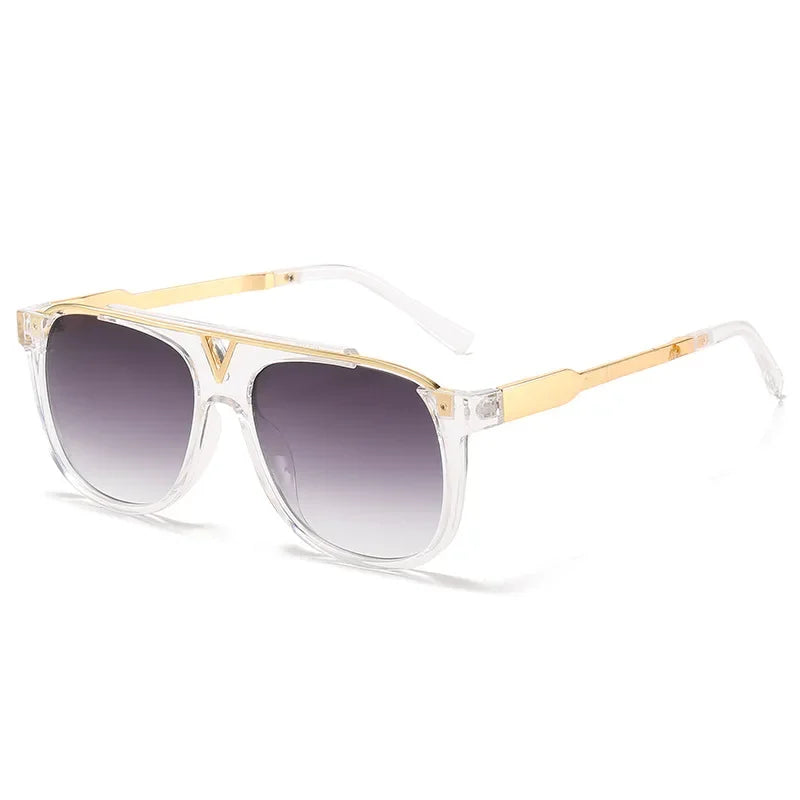 Popular Fashion Men Sunglasses Square Metal Combination Frame Anti-UV400 Lens