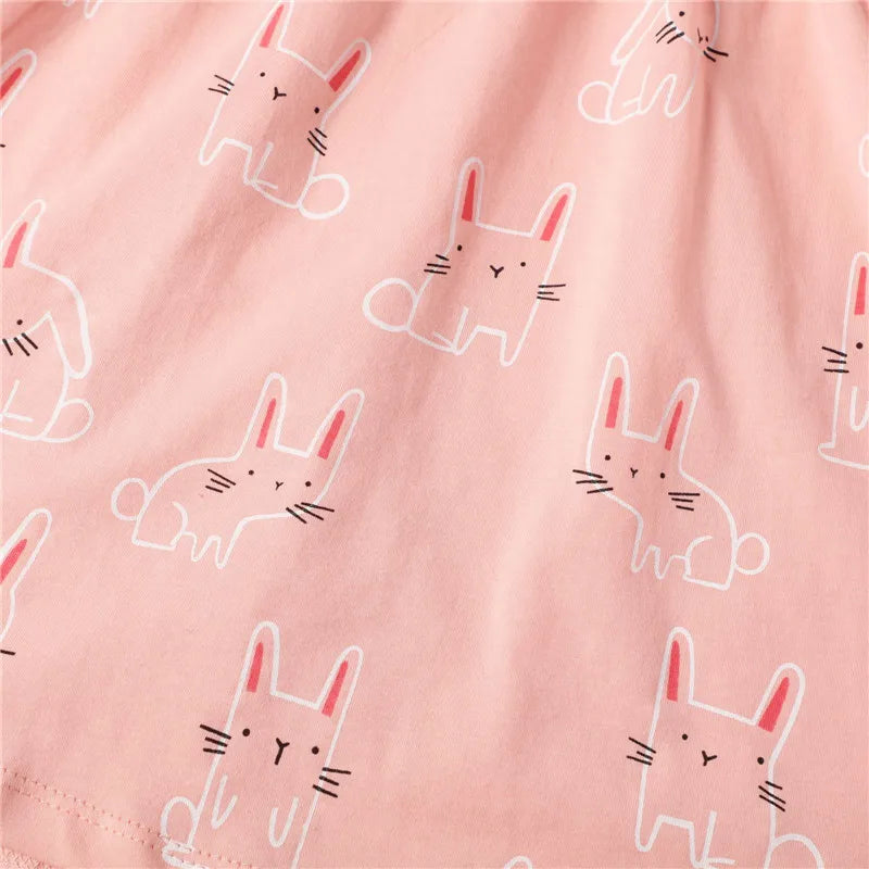 Jumping Meters Summer Princess Girls Dresses Animals Cats Party Birthday Frocks Children's Costume Dots Dress
