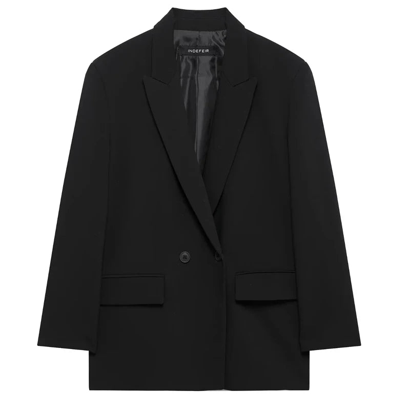 TRAF Blazers For Women Black Gray Long Blazer Woman Office Wear Long Sleeve Solid Blazer Oversized High Quality Women's Blazer