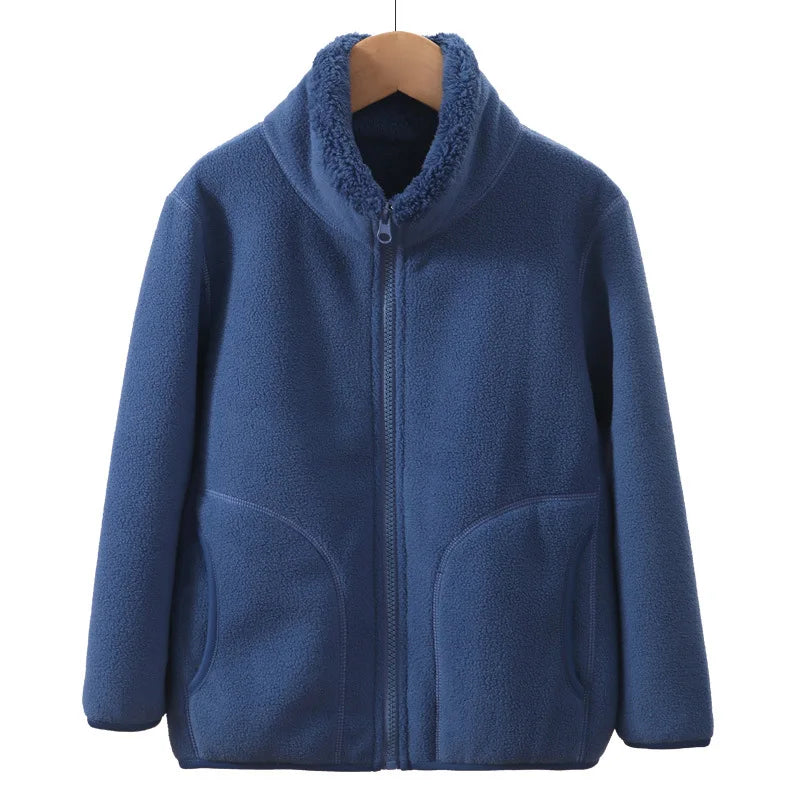 School Children's Winter Jacket Fleece Thick Warm Teenage Boys Girls Outerwear Windproof Casual Cozy Coats 18 19 20 Years Tops