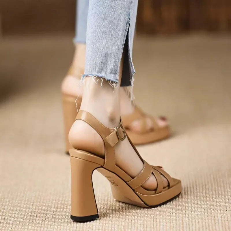 2025 New Women Shoes Summer Modern Women's Sandals Fashion Ankle Buckle Super High Heel Sandals Casual Solid Party Dress Shoes